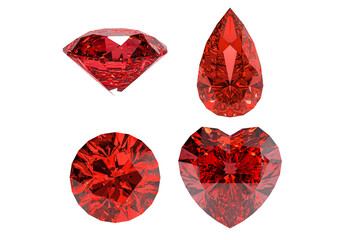 3D illustration of rubies isolated on transparent background