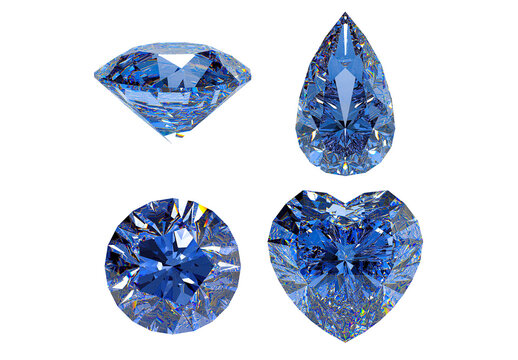 3D illustration of sapphires isolated on transparent background