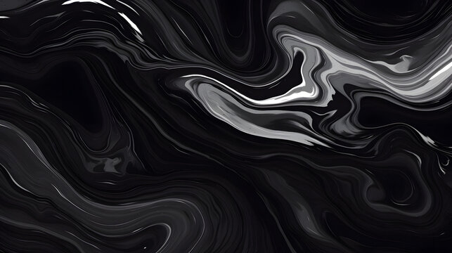 Black Marble ink texture acrylic painted waves texture background. pattern can used for wallpaper or skin wall tile luxurious background. generative AI.