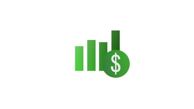 Business Growth sign with dollar icon, Graph Up Icon Looping Animation.
