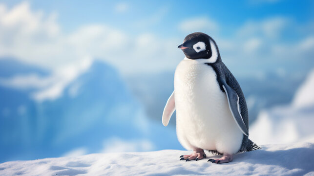 A beautiful photo of a cute penguin against a background