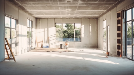 Obraz premium Empty of under construction room in house, interior decoration ideas.