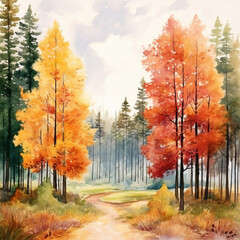 beautiful autumn leaves trees and background HD 8K wallpaper Stock Photographic Image
