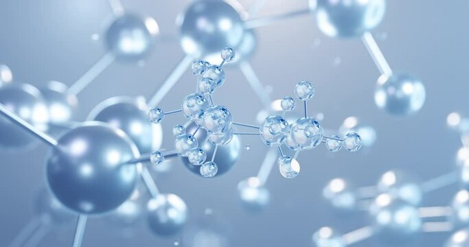 Limonene, rotating 3D model of aliphatic hydrocarbon, seamless looped video, molecular structure with selective focus