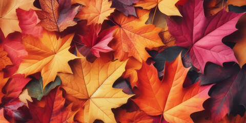 Naklejka na ściany i meble colorful maple leaves, beautiful autumn leaves background