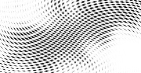 Abstract halftone wave dotted background. Futuristic twisted grunge pattern, dot, circles. Vector modern optical pop art texture for posters, business cards, cover, labels mock-up, stickers layout