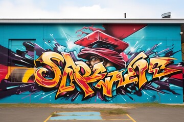 Transformative Education Graffiti: An eye-catching design with bold colors and dynamic typography,...