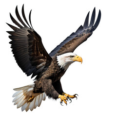 Soaring Majesty: A Bald Eagle in Flight on transparent background,png
