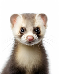 Fototapeta na wymiar portrait of a cute baby ferret kit with piercing eye.