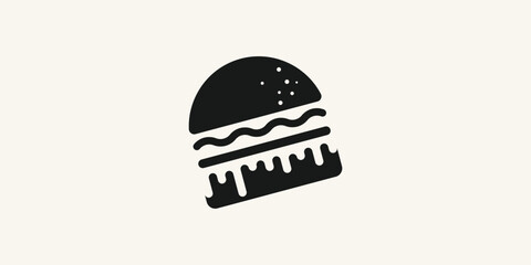 burger food logo design, simple flat logo.