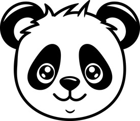 Panda head silhouette icon in black color. Vector template.