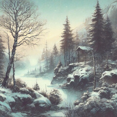 Magic of snowy wilderness with frosty whispers