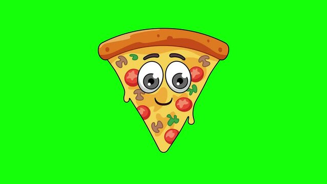 pizza cartoon with a smiling face with heart eyes, emoji emoticon animation
