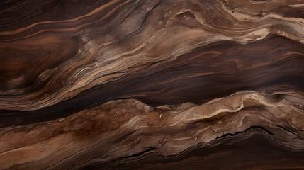 Fotobehang dark brown wood marble. generative AI. © mhebub