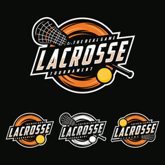 Lacrosse tournament sport logo template. emblem set collection vector illustration