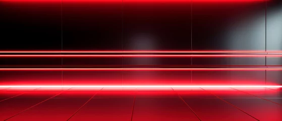 Poster Futuristic wallpaper with glowing red nano carbon fiber lines. Dynamic motion background. © Elena Uve