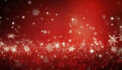 Glittering red christmas background with snowflakes and lights   merry christmas banner