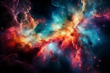 Fototapeta na wymiar Vibrant space galaxy cloud illuminating night sky, revealing cosmos wonders in breathtaking beauty.