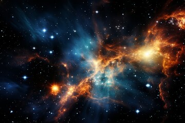 Vibrant space galaxy cloud illuminating night sky, revealing cosmos wonders through astronomy.