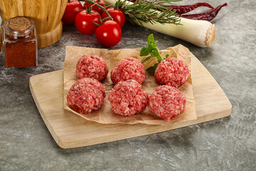 Raw beef meatball minced meat