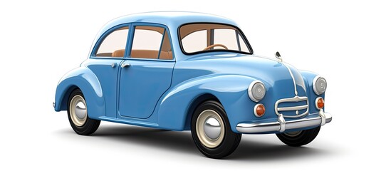 The ai car model isolated on a white background is depicted as an iconic design suitable for a family with vintage and retro tastes appealing to kids who adore cartoon like features complete