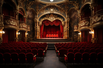 An old theater hall. Stage and auditorium.