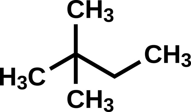 Neohexane structural formula. 2,2-dimethylbutane, hexane isomer vector illustration