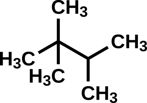 2,2,3-trimethylbutane structural formula. Triptane, heptane isomer vector illustration