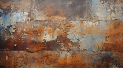 metallic background texture with rust and poster scraps - obrazy, fototapety, plakaty