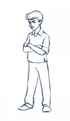 Disobedient child. Family scene pencil drawing