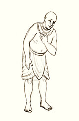 Bald Egyptian servant. Pencil drawing