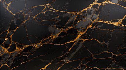 dark natural black marble stone with golden veins slab vitrified high glossy texture marble. generative AI. - obrazy, fototapety, plakaty