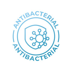 Antibacterial formula shield vector isolated sign for antiseptic cosmetics and medical pharmaceutical products