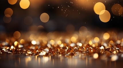 Background with gold jewelry and bokeh in the background