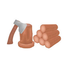 wood chopping axe illustration