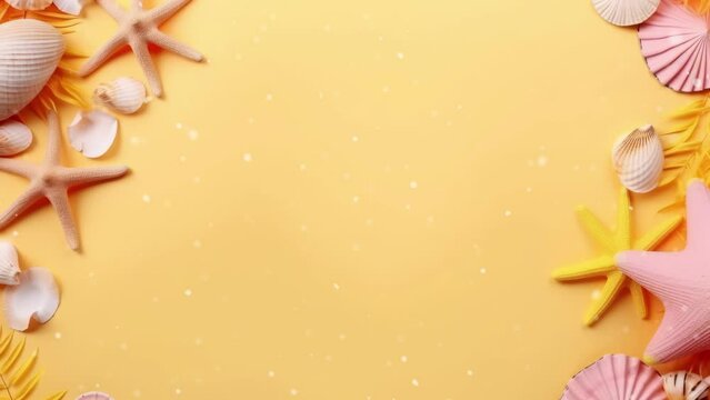 Summer background with sea shell and starfish.