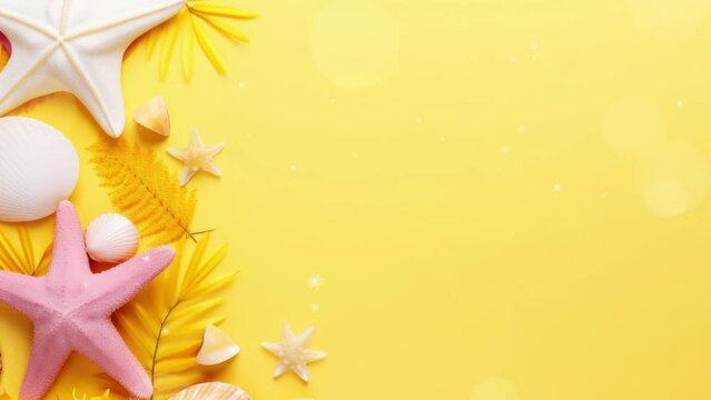 Summer background with sea shell and starfish.