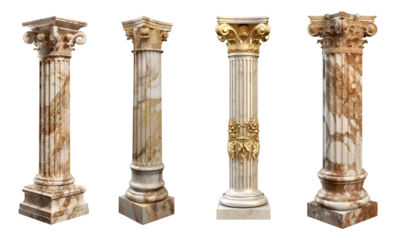 Fototapeten Set of ancient columns on transparent background. Edited AI illustration. © Lunstream