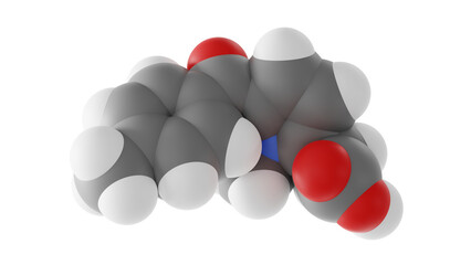 tolmetin molecule, nonsteroidal anti-inflammatory drug, molecular structure, isolated 3d model van der Waals
