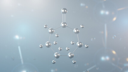 caprolactam molecular structure, 3d model molecule, cyclic amide, structural chemical formula view from a microscope