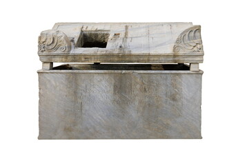 Old plaster sculptures and bas-reliefs, wall texture and patterns. Elements of architectural decorations of buildings. On the streets in Istanbul, public places.