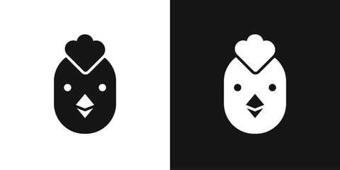 Chick head vector icon. Chicken face, chick sign