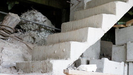 Unfinished cement stairs