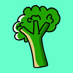 flat illustration design of fruit and vegetables, watermelon eggplant orange broccoli beans carrots potatoes chili fried chicken mushrooms bananas longan leaves shredded meat