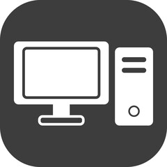 Computer icon in black square.