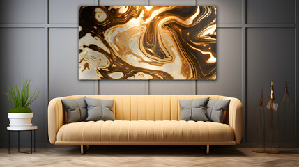 Golden Night. Treasury of art. Swirls of marble. Painting aesthetically mesmerizing. Abstract...