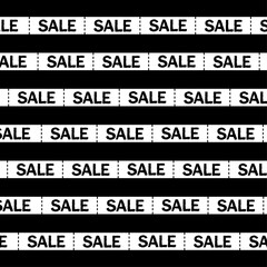 White ribbon with text sale with black background