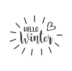 Hello winter with heart, - icon, vector.