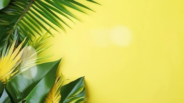 Summer background with tropical leaves.