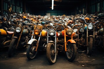 motorcycles parked in the street - Powered by Adobe